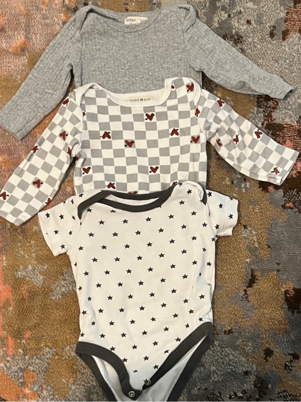 Rabbit + Bear Kids Gray and White One-Piece Bodysuit Bundle